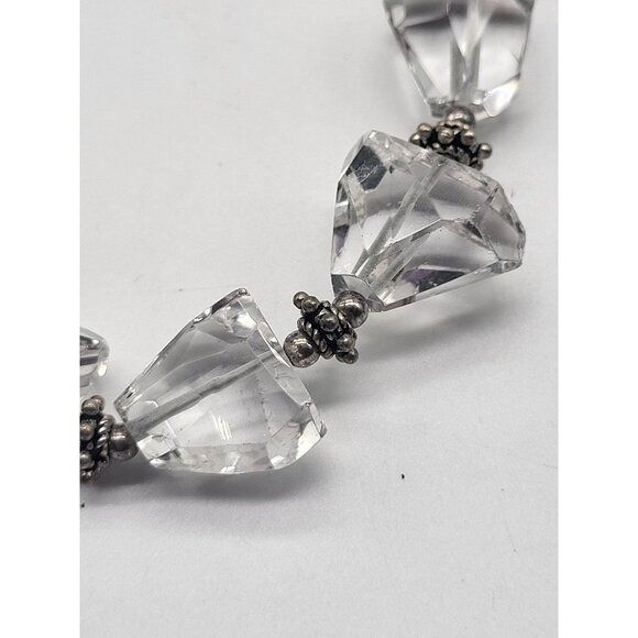 Chunky Asymmetrical Clear Quartz? Bracelet Sterling Silver 925 Heart Clasp - Picture 5 of 9